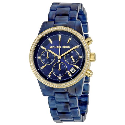 michael kors silver watch blue dial|Michael Kors ladies watches.